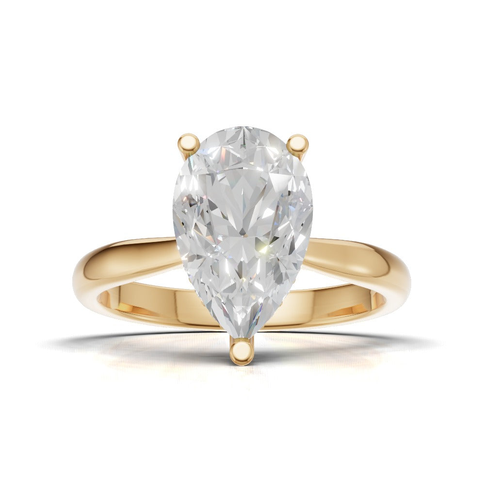 Campanile, 2ct pear lab grown diamond engagement ring, Cathedral Hidden Halo Bridge, 18K yellow gold - view 4