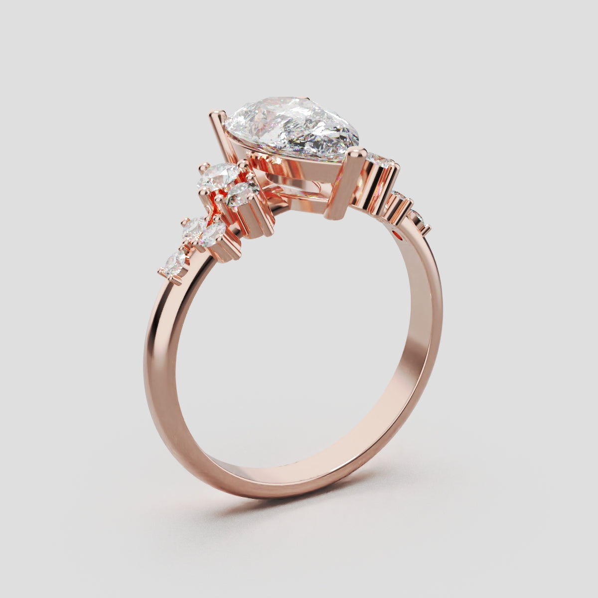 Nido, 1.5ct pear lab grown diamond engagement ring, Cluster, 18K rose gold - ne