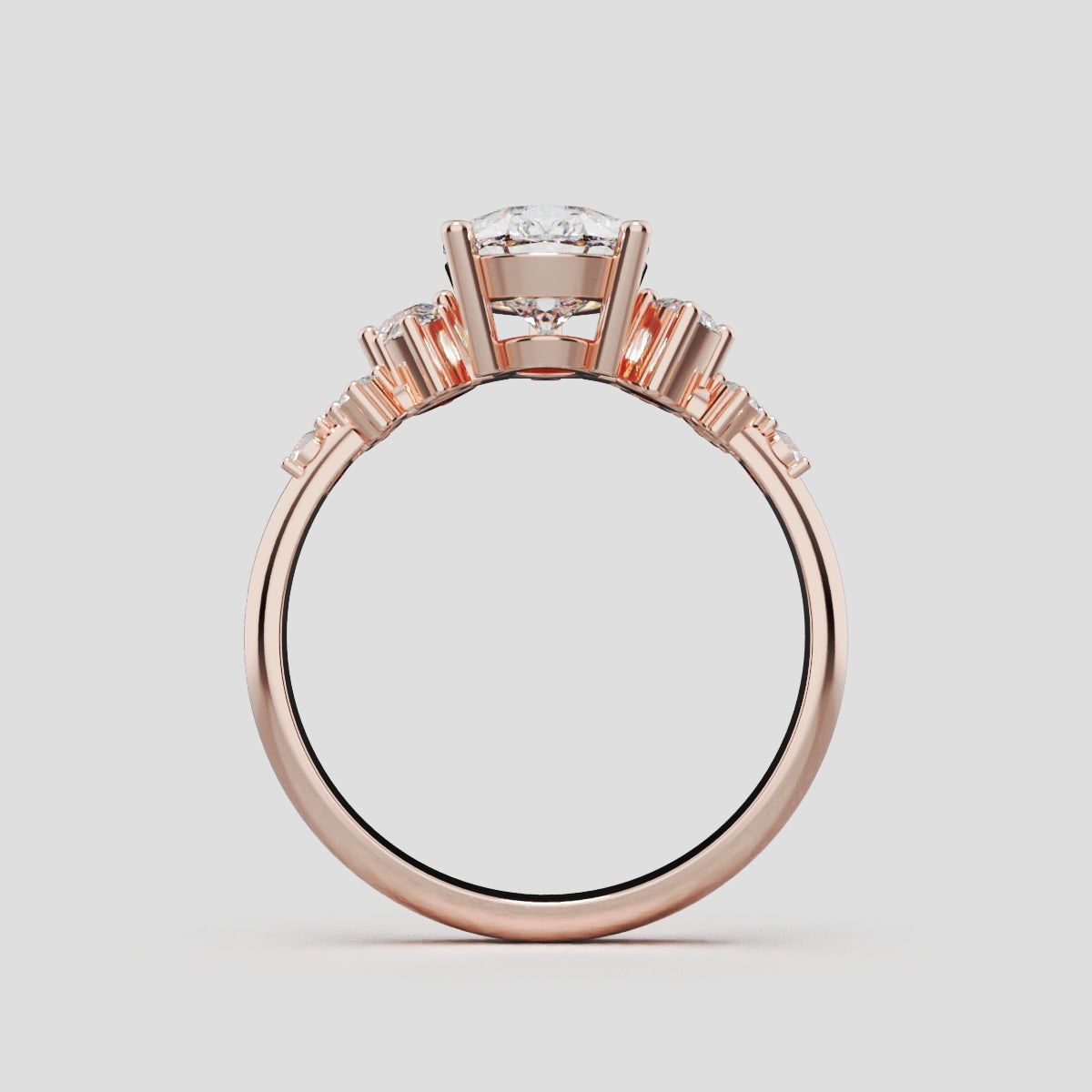 Nido, 1.5ct pear lab grown diamond engagement ring, Cluster, 18K rose gold - through finger
