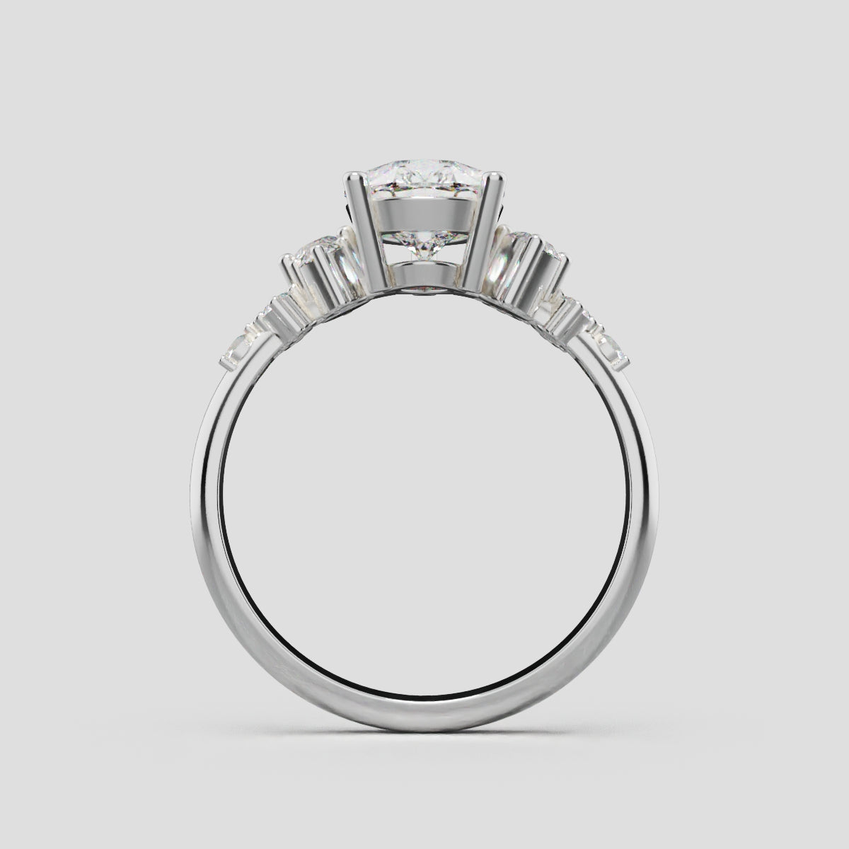 Nido, 1.5ct pear lab grown diamond engagement ring, Cluster, 18K white gold - through finger