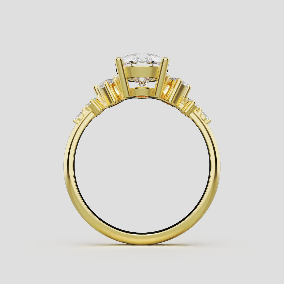 Nido, 1.5ct pear lab grown diamond engagement ring, Cluster, 18K yellow gold - through finger