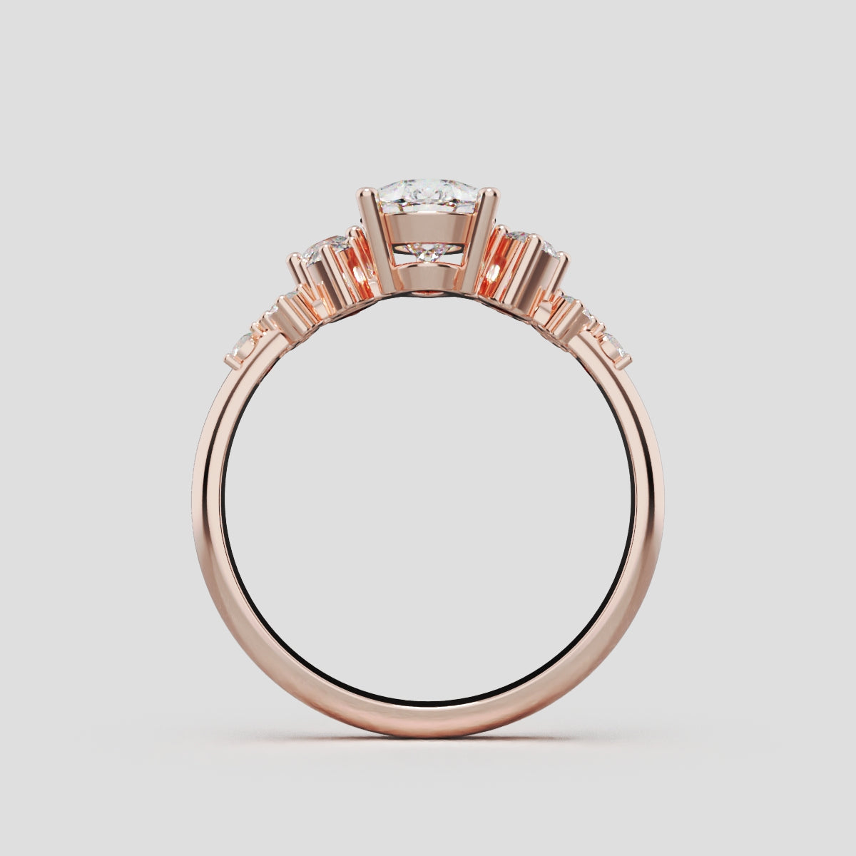 Nido, 1ct pear lab grown diamond engagement ring, Cluster, 18K rose gold - through finger