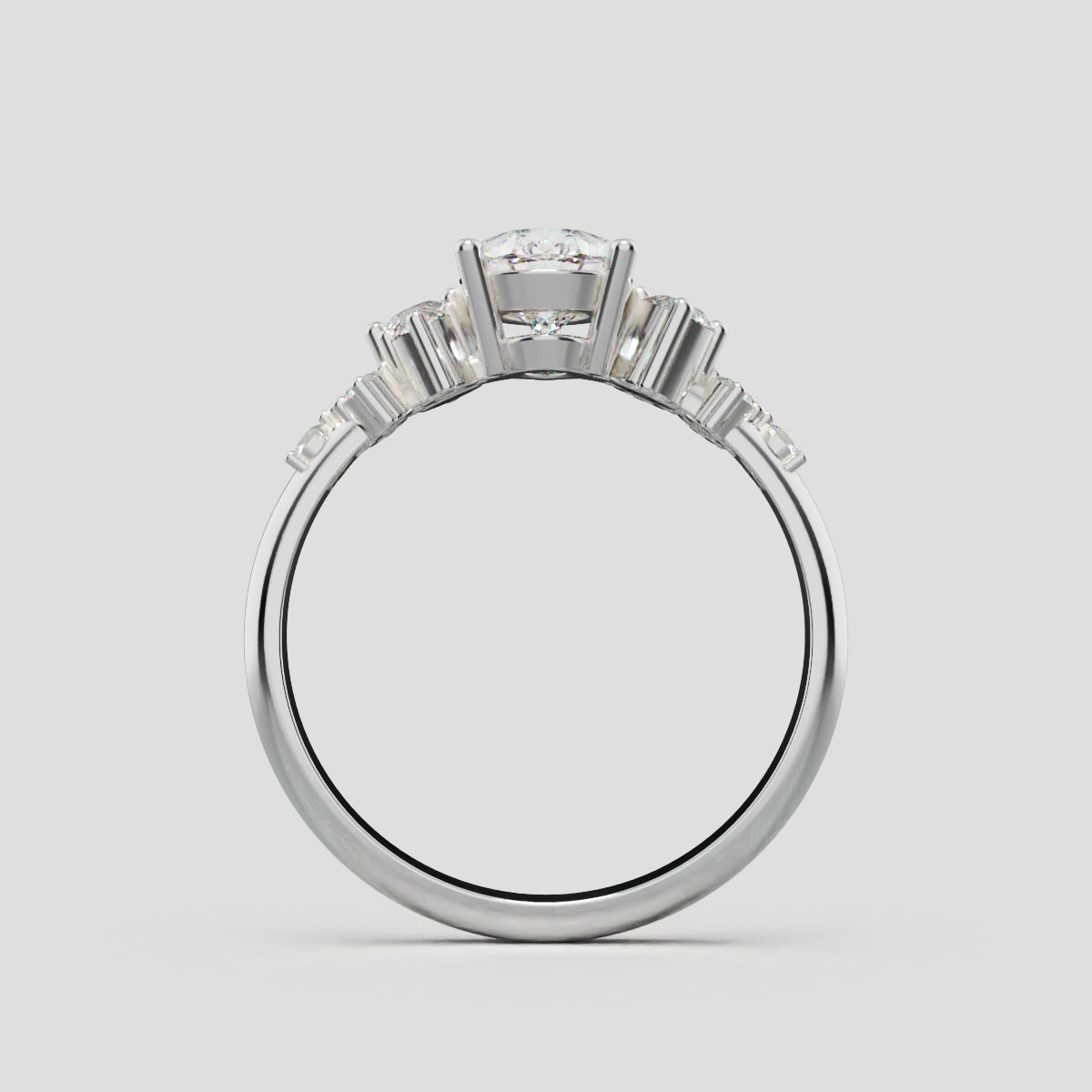 Nido, 1ct pear lab grown diamond engagement ring, Cluster, 18K white gold - through finger