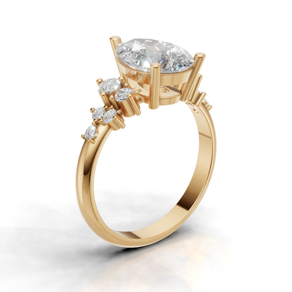 Nido, 2ct pear lab grown diamond engagement ring, Cluster, 18K yellow gold - ne