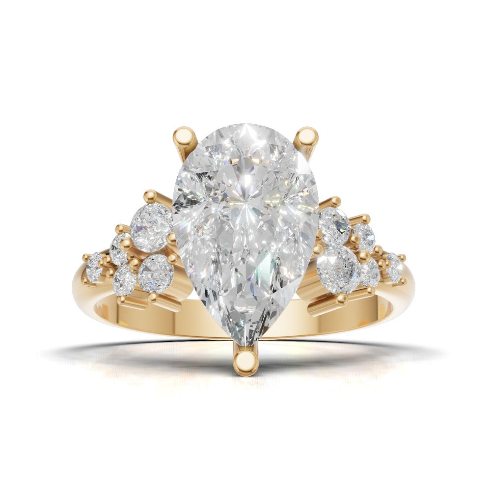 Nido, 2ct pear lab grown diamond engagement ring, Cluster, 18K yellow gold - view 4
