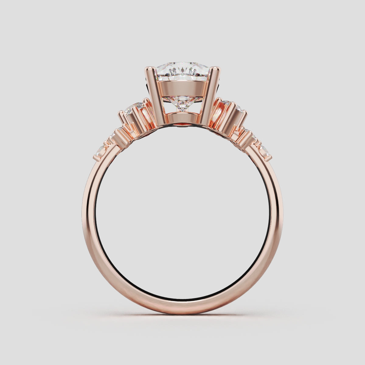 Nido, 2ct pear lab grown diamond engagement ring, Cluster, 18K rose gold - through finger