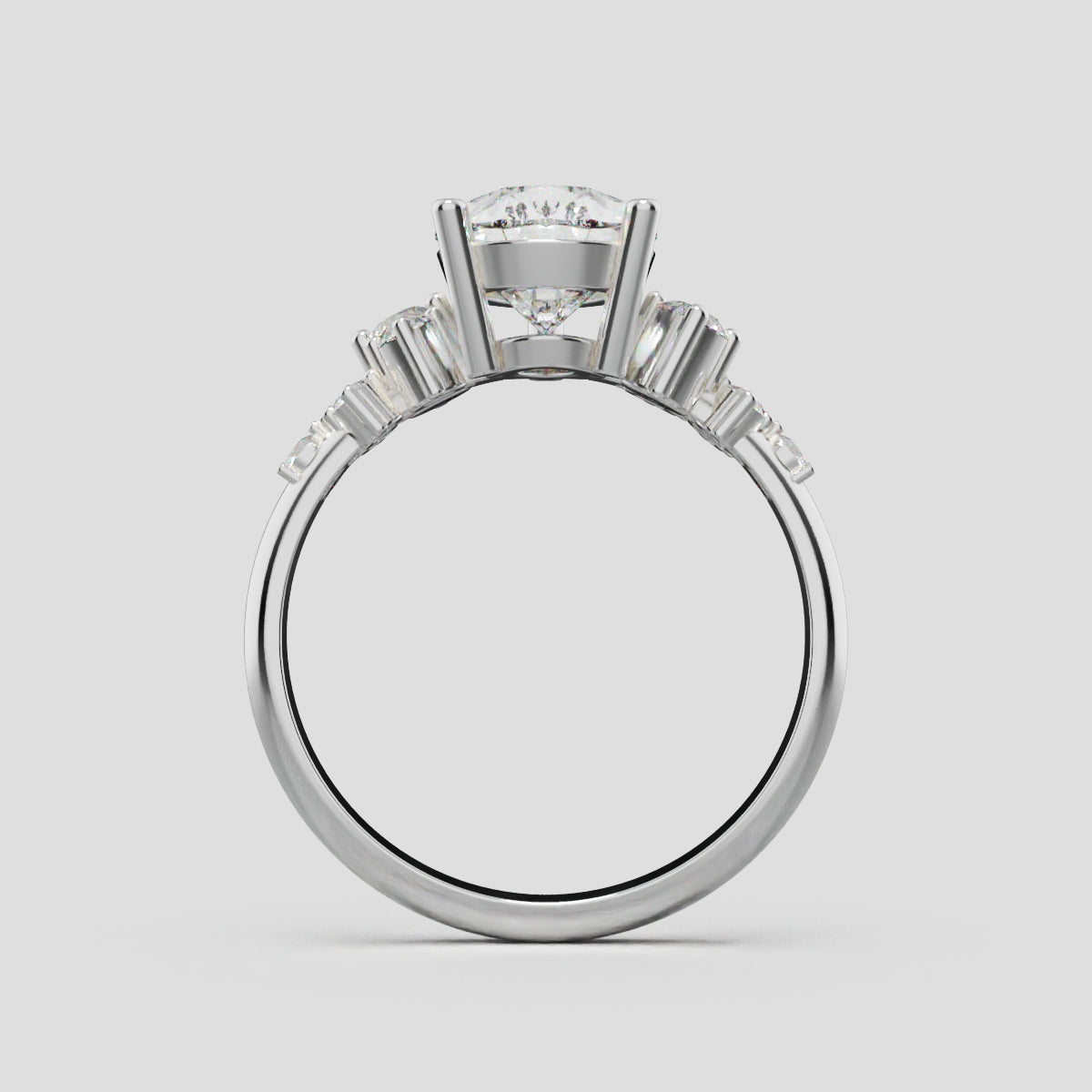Nido, 2ct pear lab grown diamond engagement ring, Cluster, 18K white gold - through finger