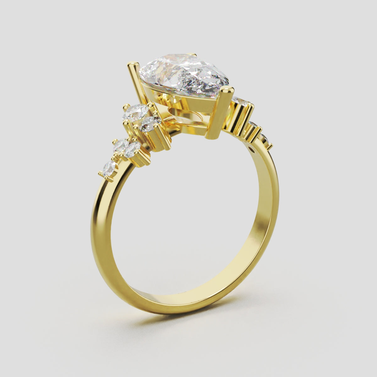 Nido, 2ct pear lab grown diamond engagement ring, Cluster, 18K yellow gold - ne