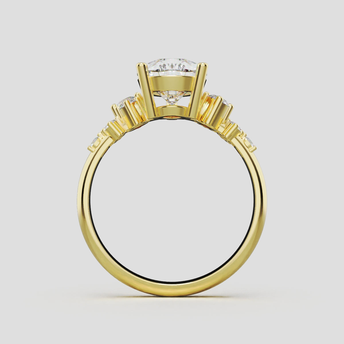 Nido, 2ct pear lab grown diamond engagement ring, Cluster, 18K yellow gold - through finger