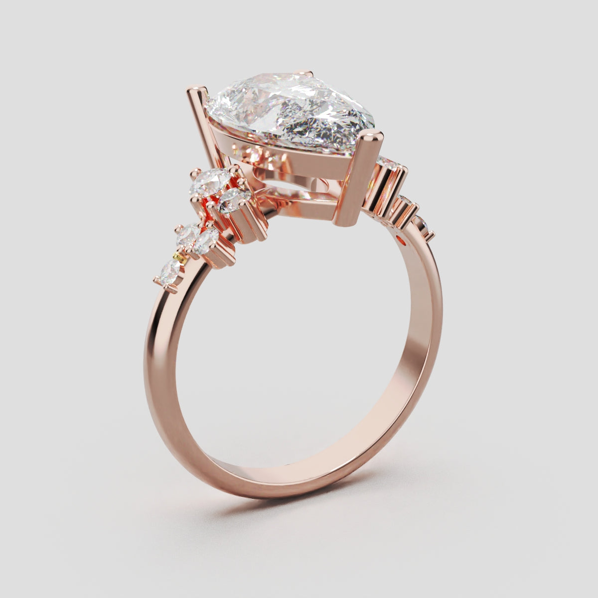 Nido, 3ct pear lab grown diamond engagement ring, Cluster, 18K rose gold - ne