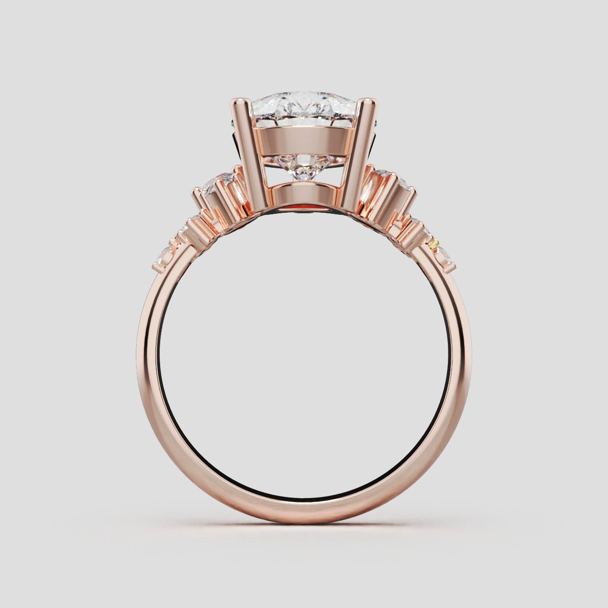 Nido, 3ct pear lab grown diamond engagement ring, Cluster, 18K rose gold - through finger