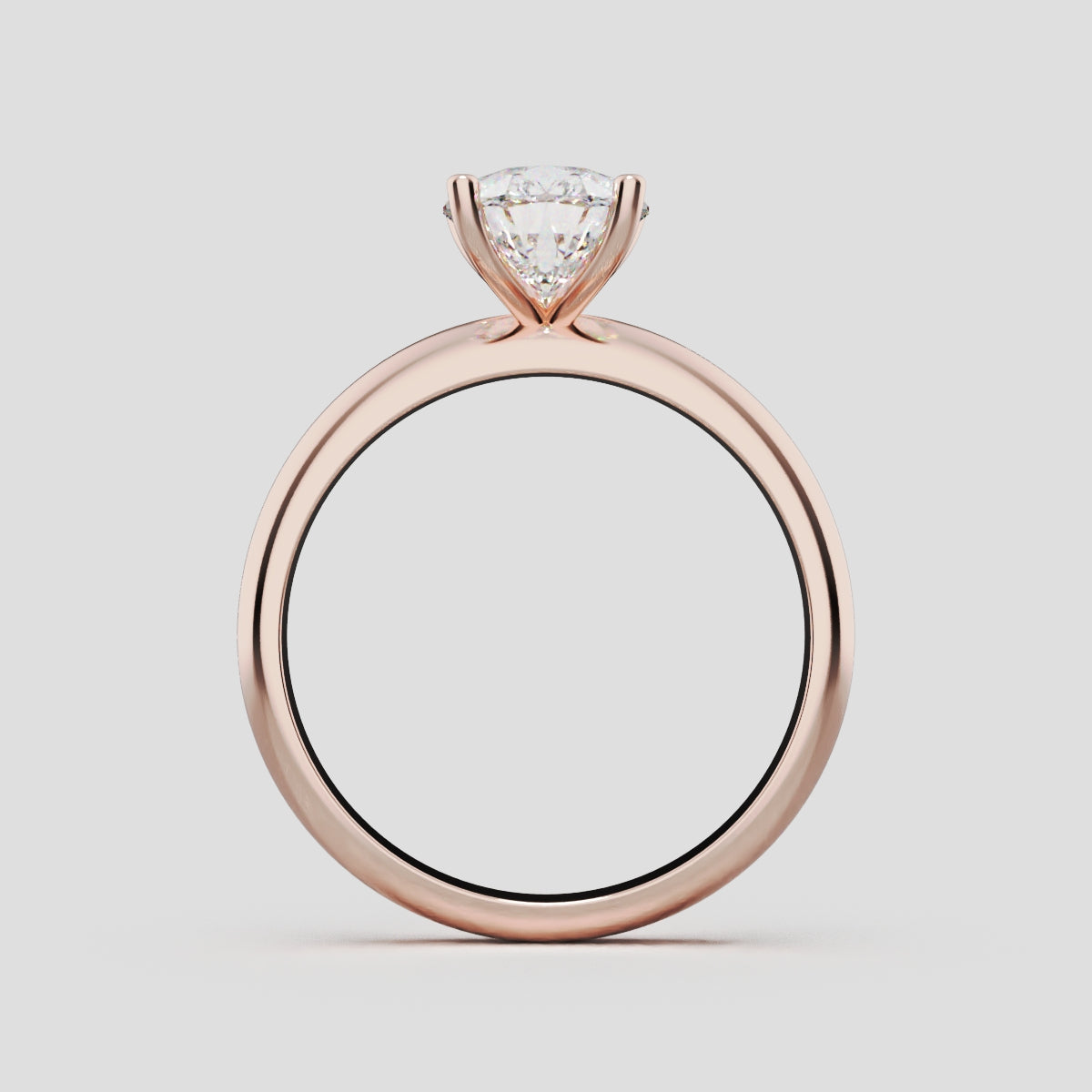 Cinque Punte, 1.5ct pear lab grown diamond engagement ring, Plain Sides, 5 Prongs, 18K rose gold - through finger