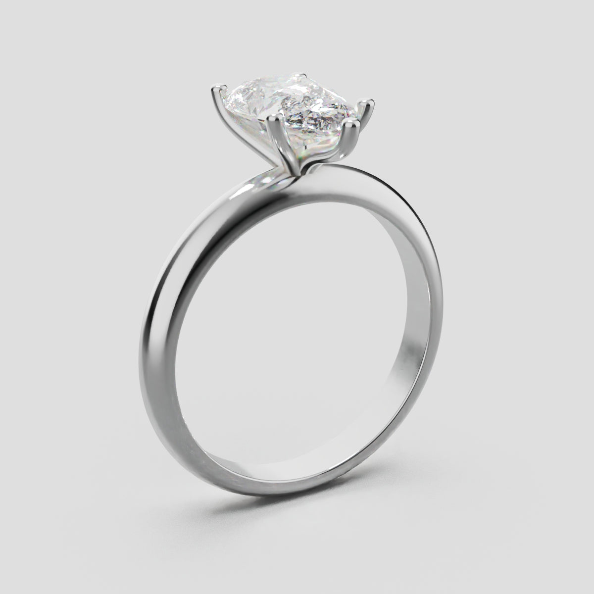 Cinque Punte, 1.5ct pear lab grown diamond engagement ring, Plain Sides, 5 Prongs, 18K white gold - ne