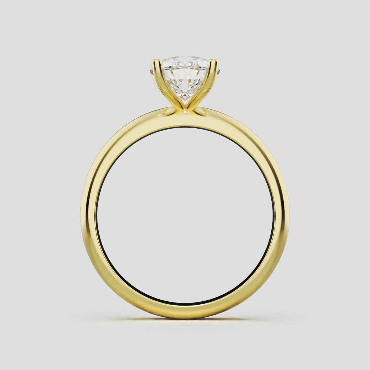 Cinque Punte, 1.5ct pear lab grown diamond engagement ring, Plain Sides, 5 Prongs, 18K yellow gold - through finger
