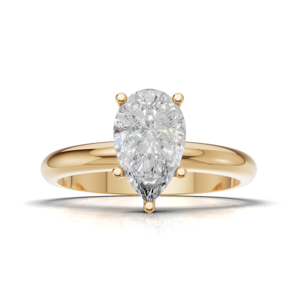 Cinque Punte, 1ct pear lab grown diamond engagement ring, Plain Sides, 5 Prongs, 18K yellow gold - view 4