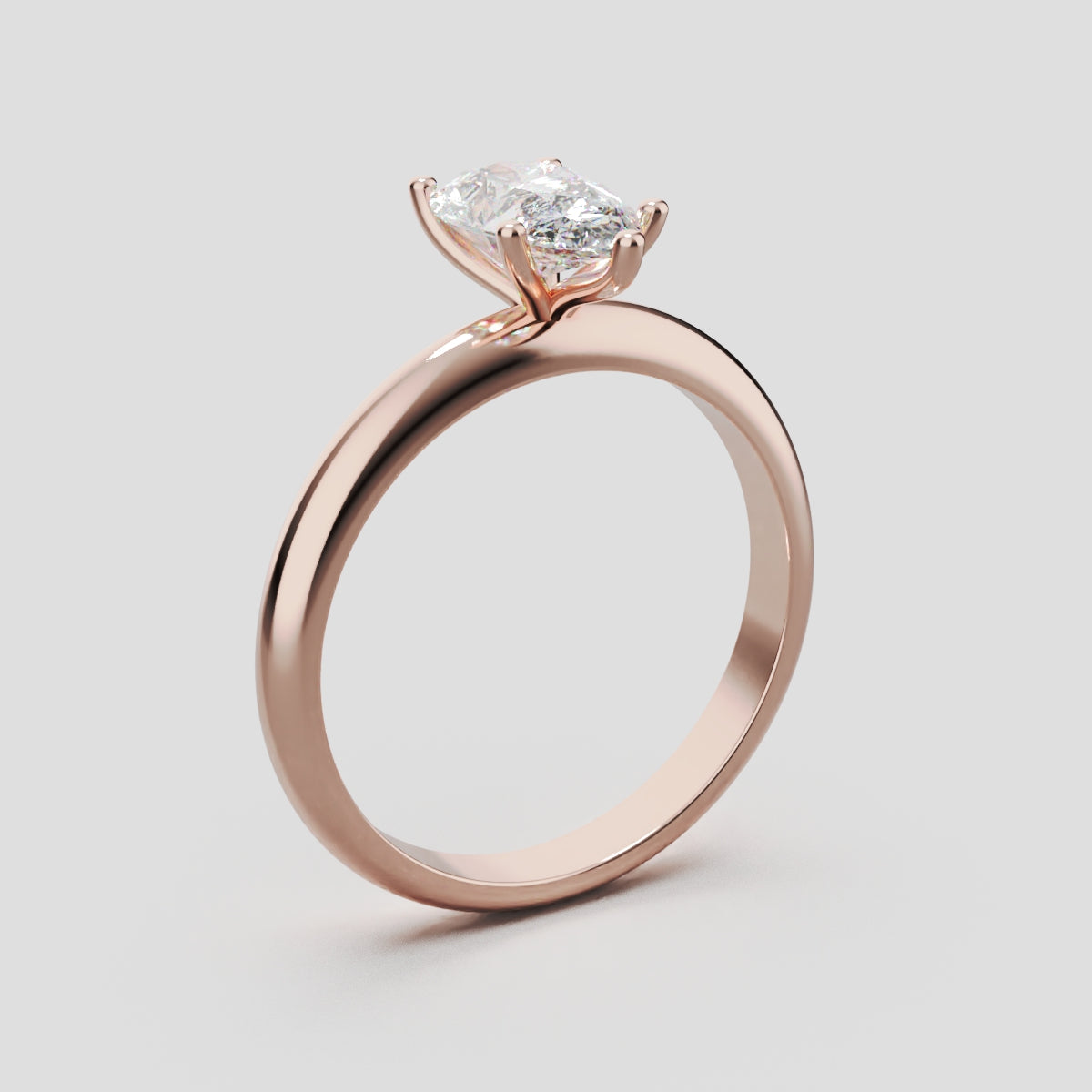 Cinque Punte, 1ct pear lab grown diamond engagement ring, Plain Sides, 5 Prongs, 18K rose gold - ne