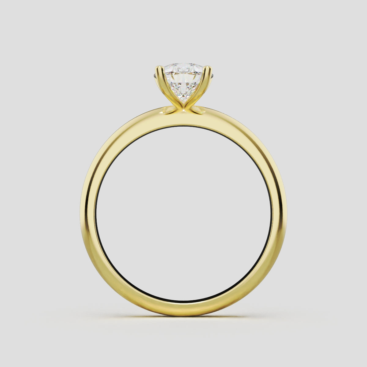 Cinque Punte, 1ct pear lab grown diamond engagement ring, Plain Sides, 5 Prongs, 18K yellow gold - through finger