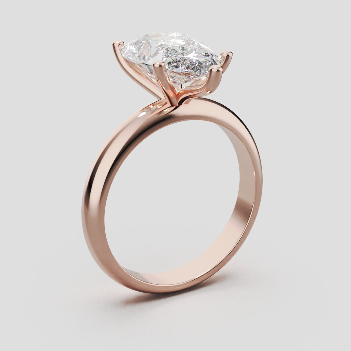 Cinque Punte, 3ct pear lab grown diamond engagement ring, Plain Sides, 5 Prongs, 18K rose gold - ne
