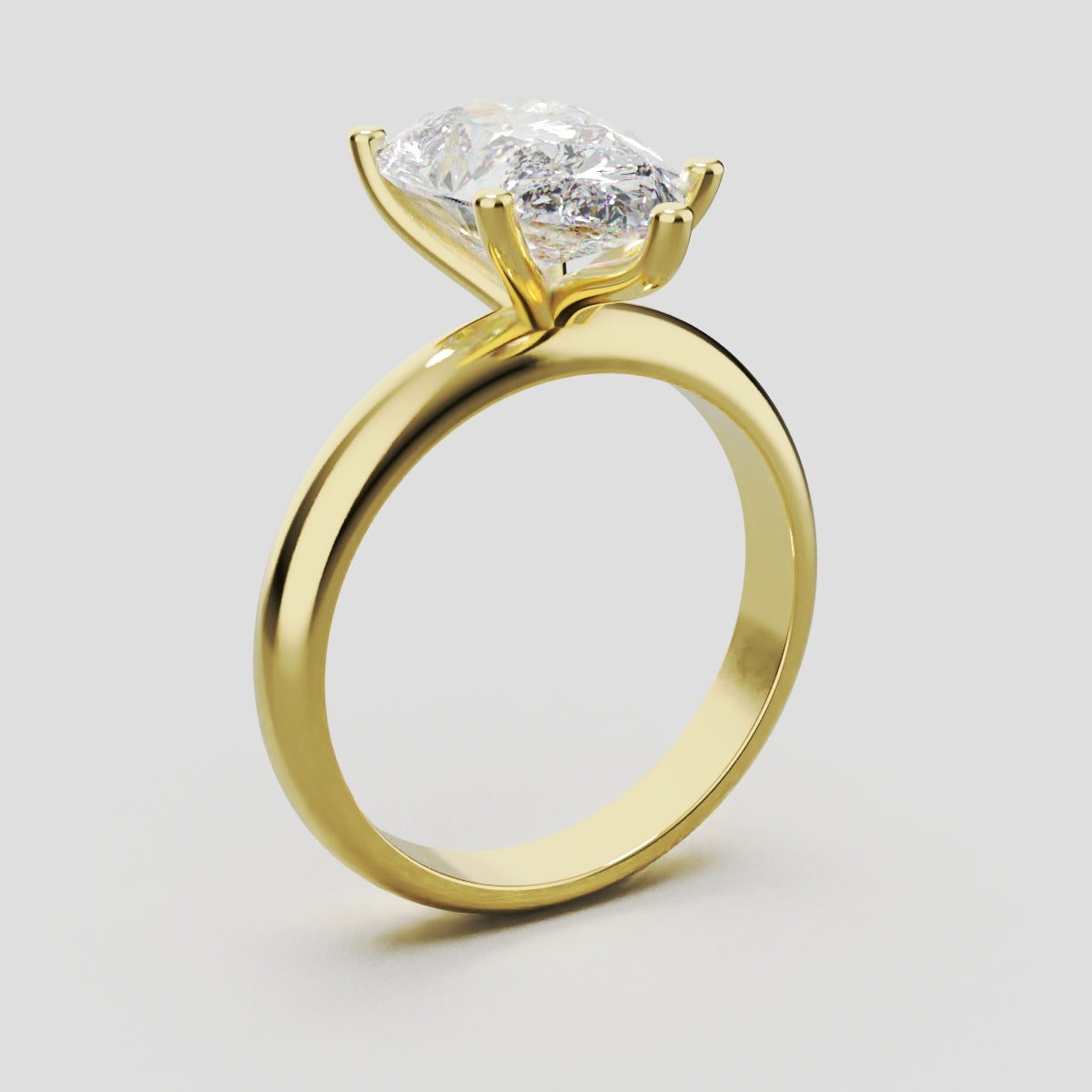 Cinque Punte, 3ct pear lab grown diamond engagement ring, Plain Sides, 5 Prongs, 18K yellow gold - ne