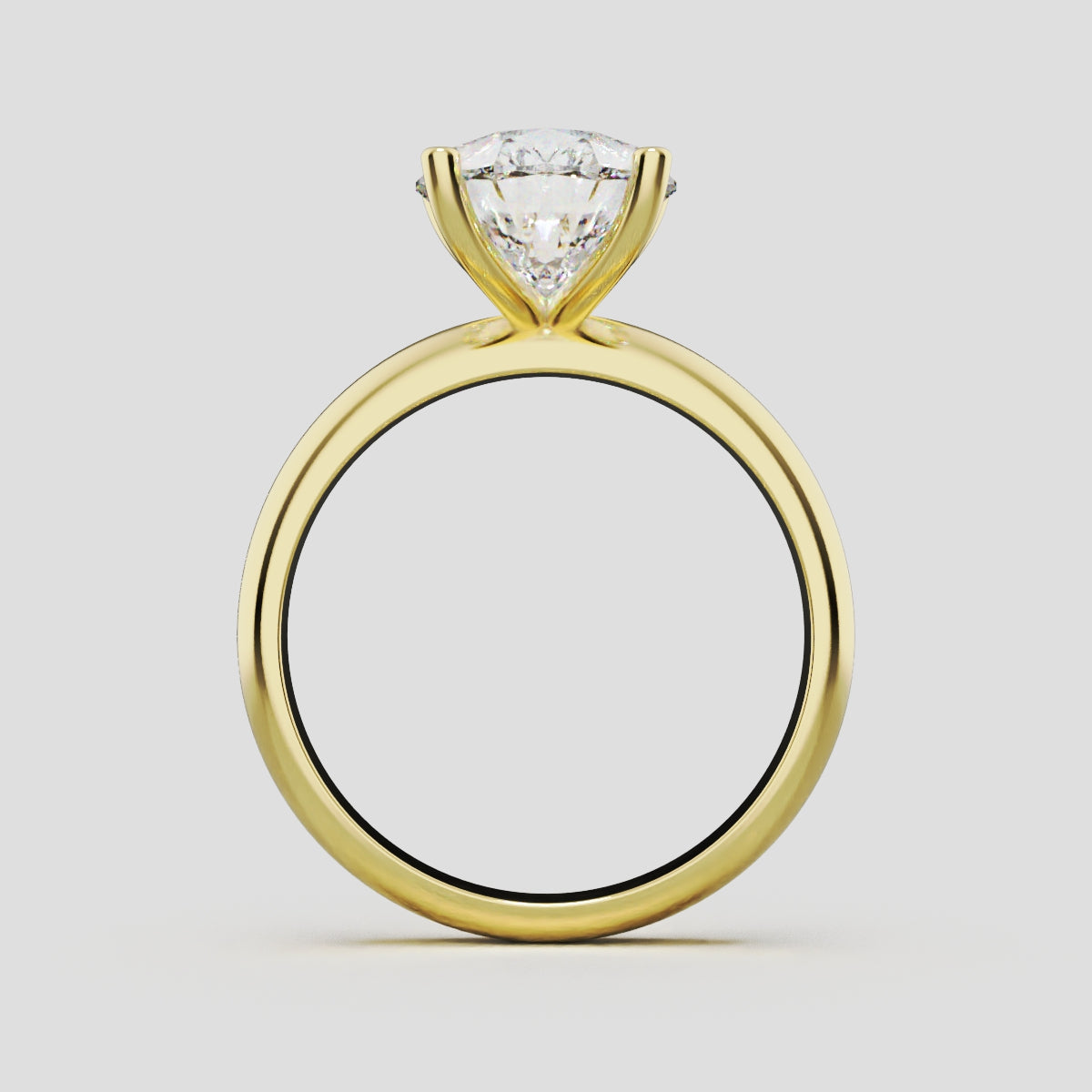 Cinque Punte, 3ct pear lab grown diamond engagement ring, Plain Sides, 5 Prongs, 18K yellow gold - through finger