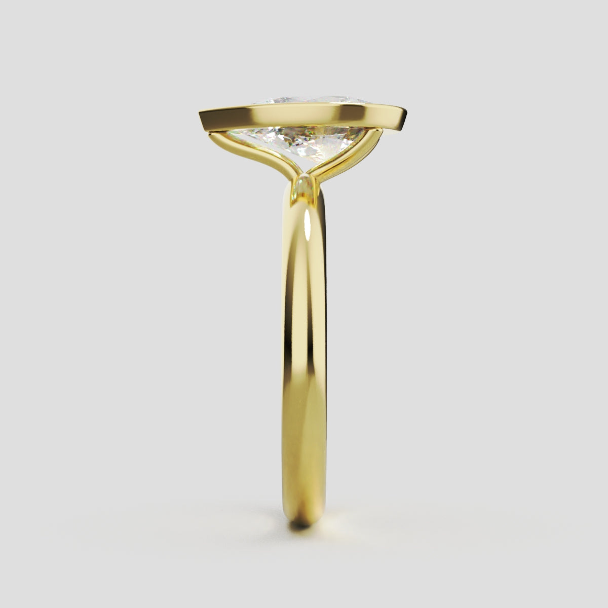 Scudo, 1.5ct pear lab grown diamond engagement ring, Bezel, 18K yellow gold - side view