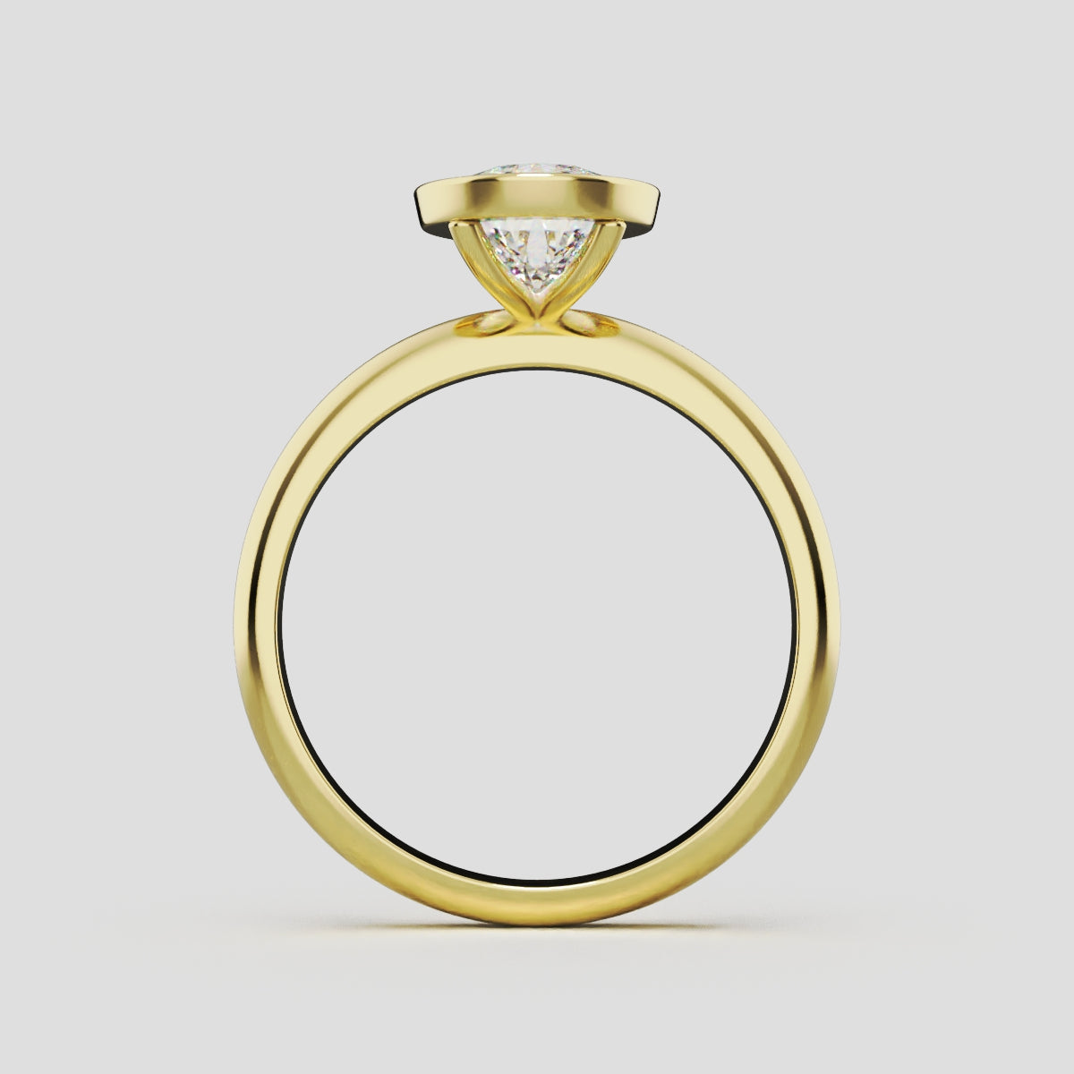 Scudo, 1.5ct pear lab grown diamond engagement ring, Bezel, 18K yellow gold - through finger