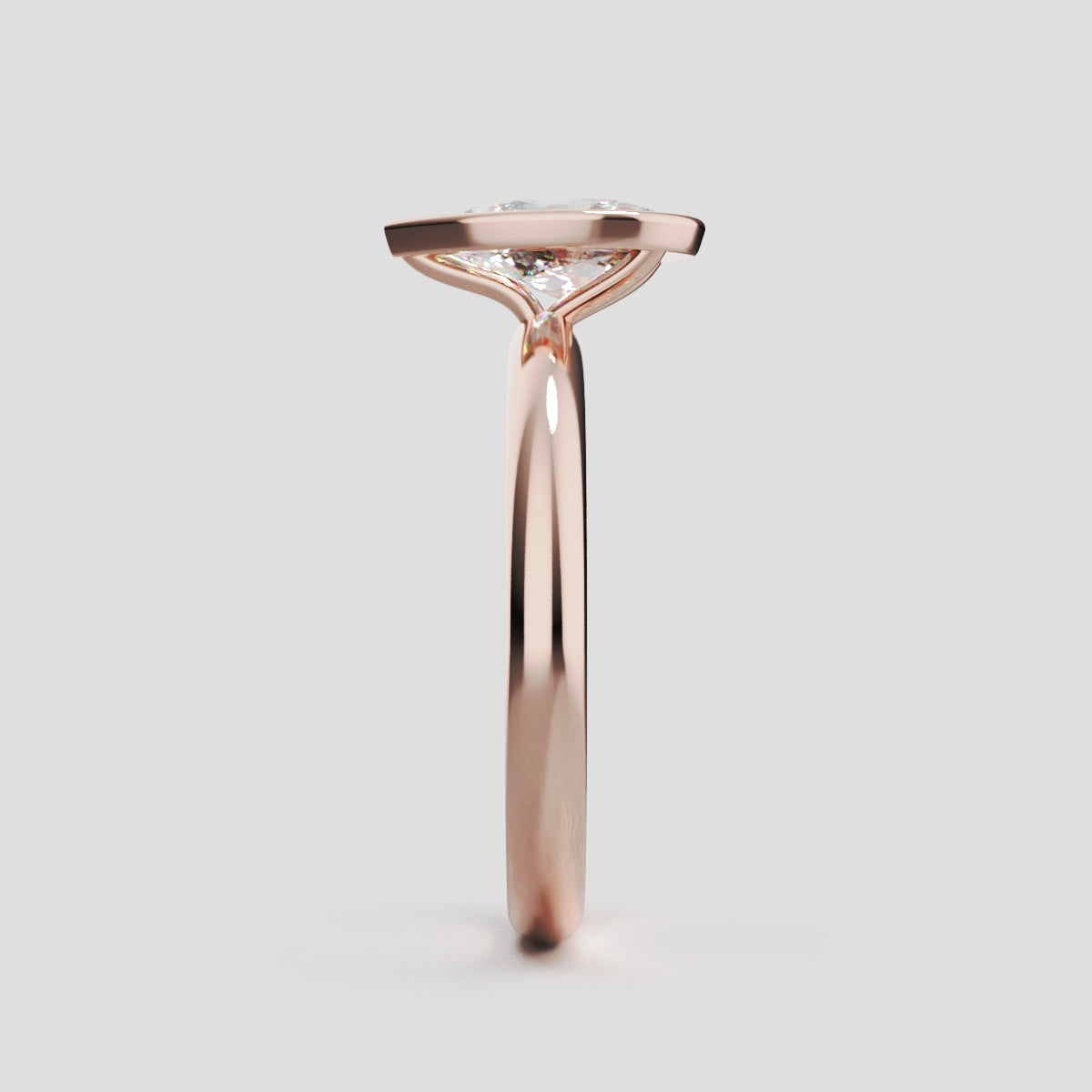 Scudo, 1ct pear lab grown diamond engagement ring, Bezel, 18K rose gold - side view
