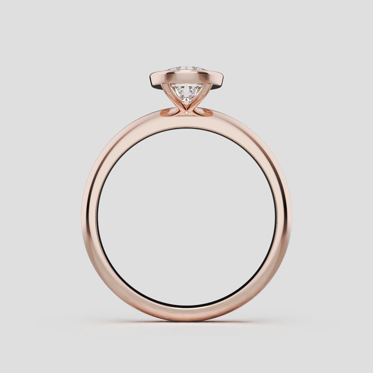 Scudo, 1ct pear lab grown diamond engagement ring, Bezel, 18K rose gold - through finger