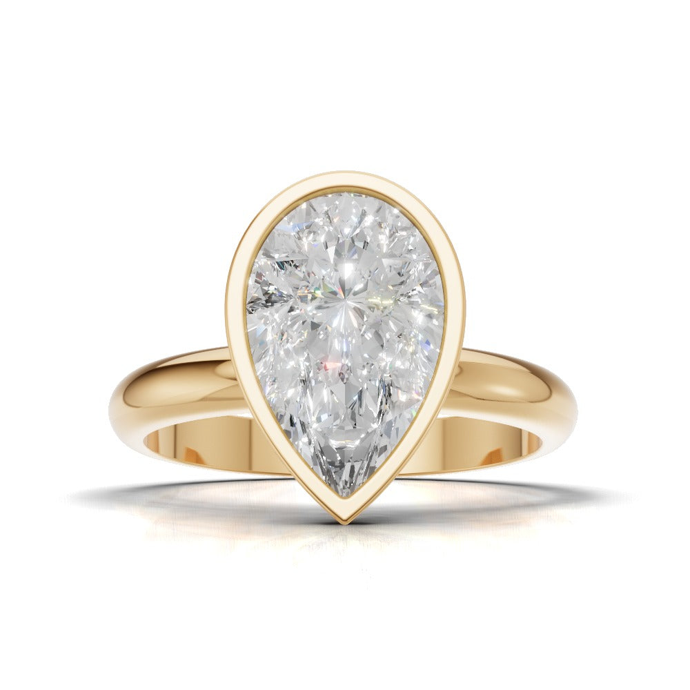 Scudo, 2ct pear lab grown diamond engagement ring, Bezel, 18K yellow gold - view 4