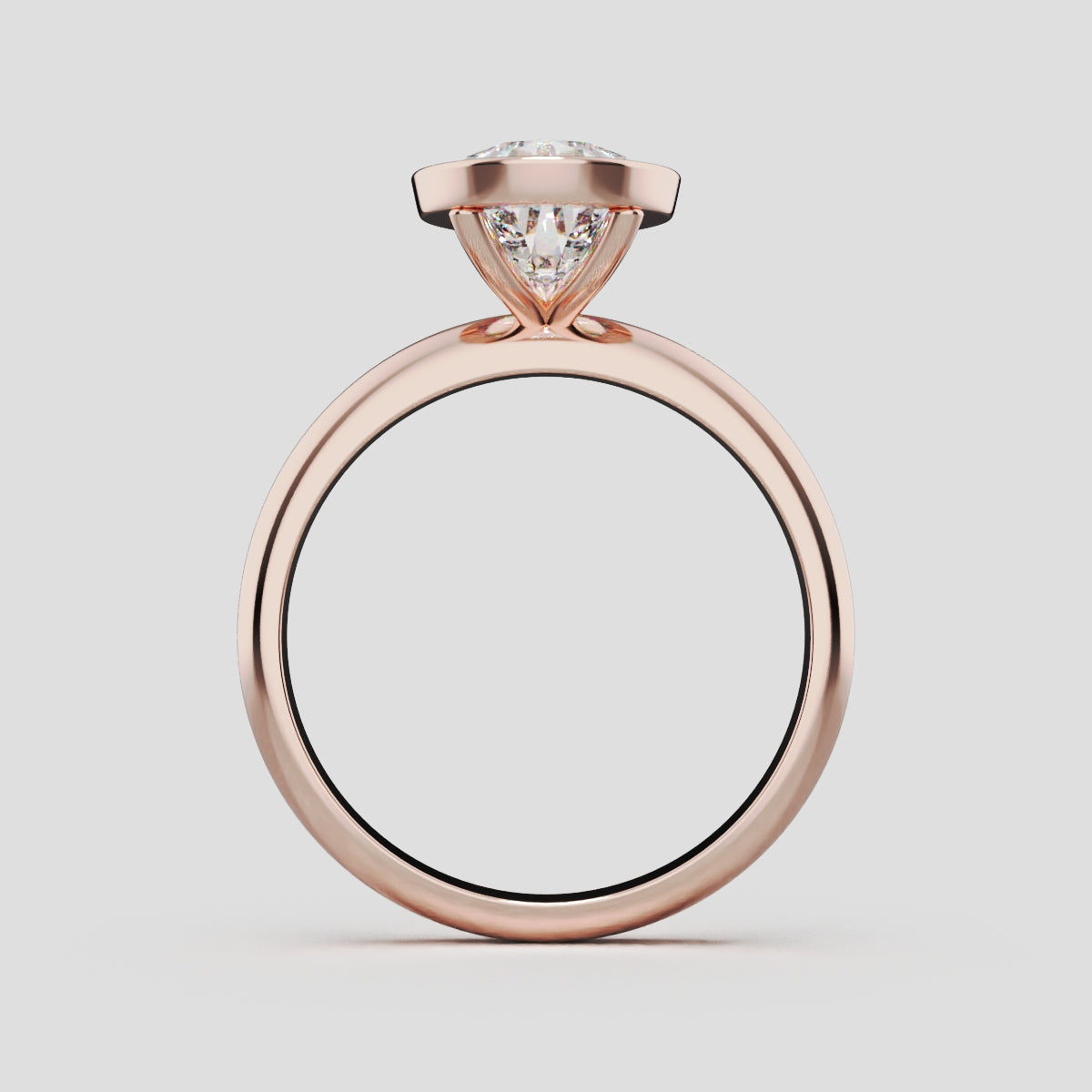 Scudo, 2ct pear lab grown diamond engagement ring, Bezel, 18K rose gold - through finger