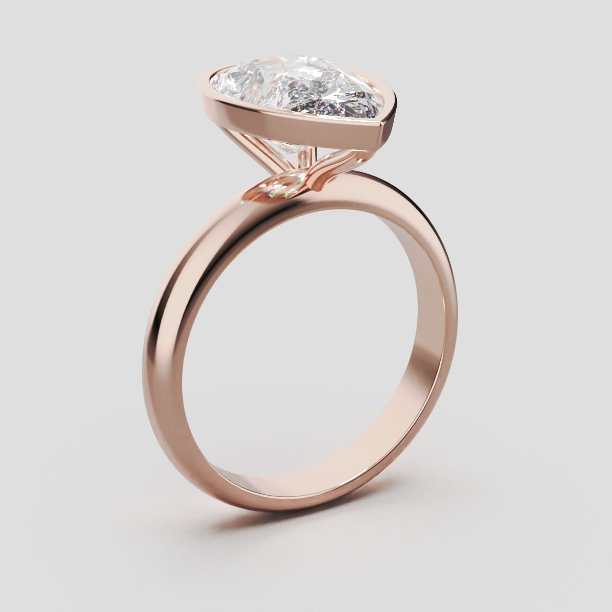 Scudo, 3ct pear lab grown diamond engagement ring, Bezel, 18K rose gold - ne