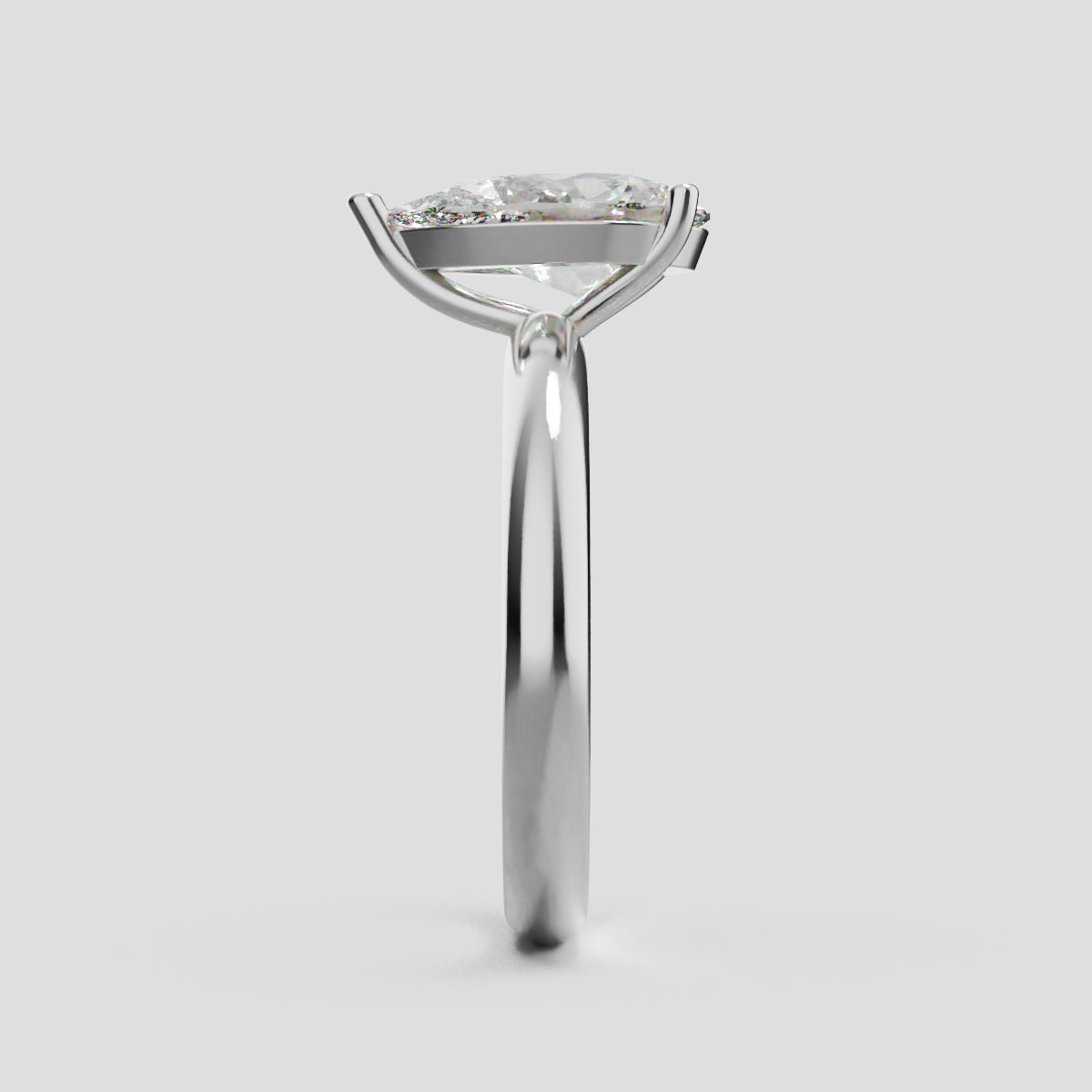 Sobria, 1.5ct pear lab grown diamond engagement ring, Plain Gallery, 18K white gold - side view
