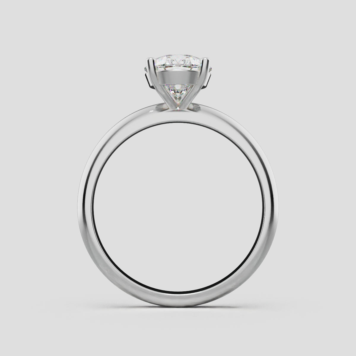 Sobria, 1.5ct pear lab grown diamond engagement ring, Plain Gallery, 18K white gold - through finger