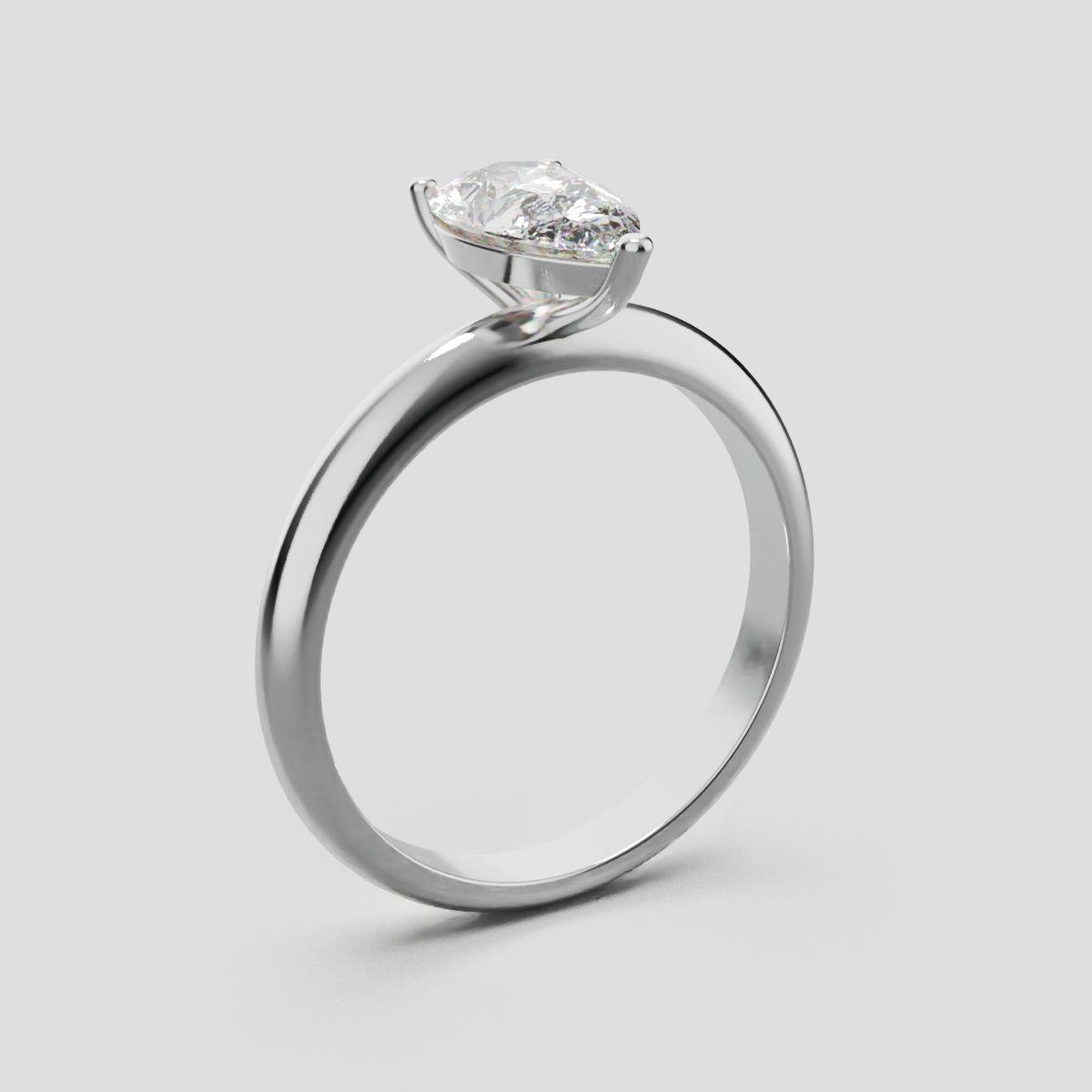 Sobria, 1ct pear lab grown diamond engagement ring, Plain Gallery, 18K white gold - ne