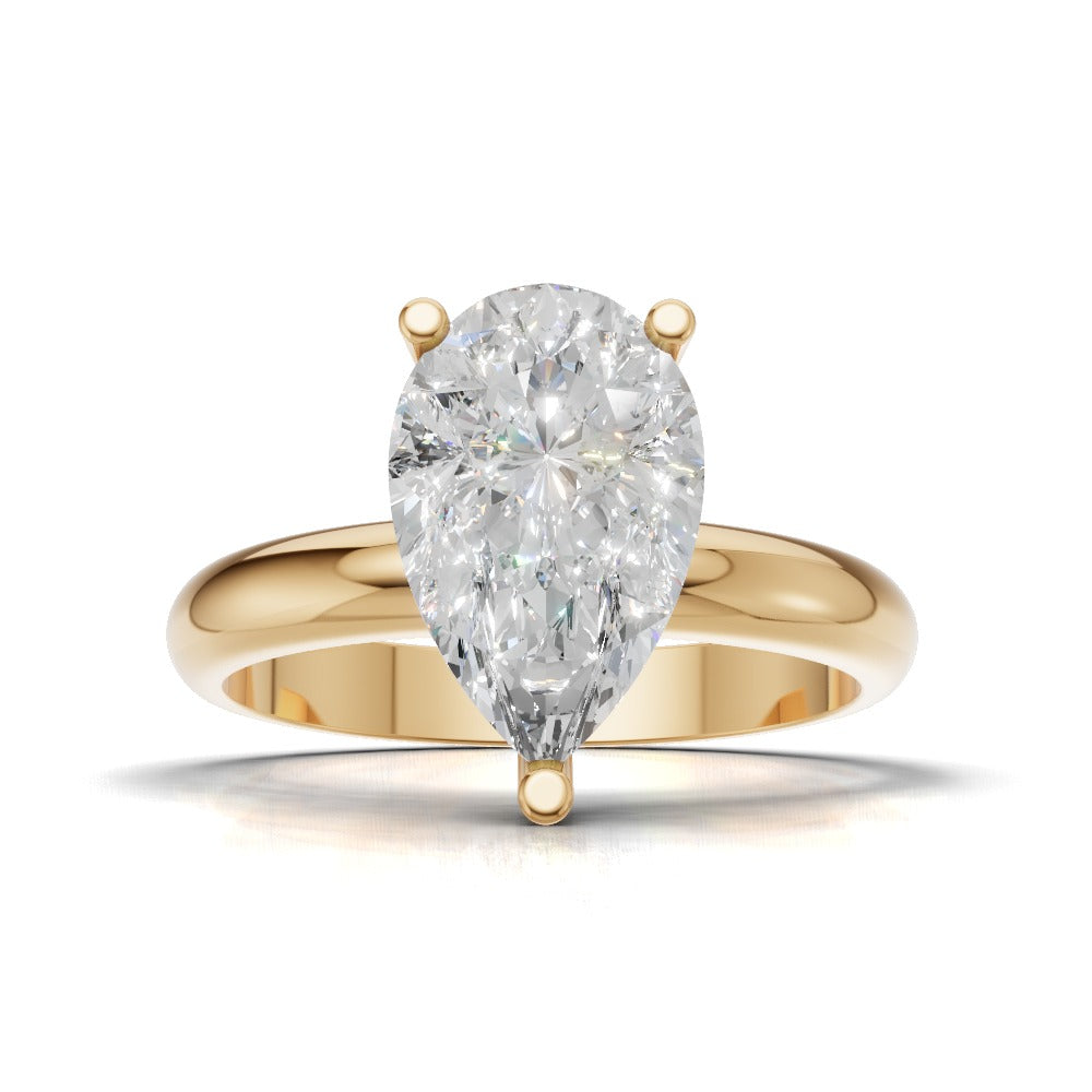 Sobria, 2ct pear lab grown diamond engagement ring, Plain Gallery, 18K yellow gold - view 4