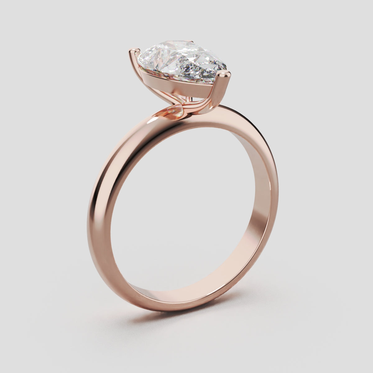 Sobria, 2ct pear lab grown diamond engagement ring, Plain Gallery, 18K rose gold - ne