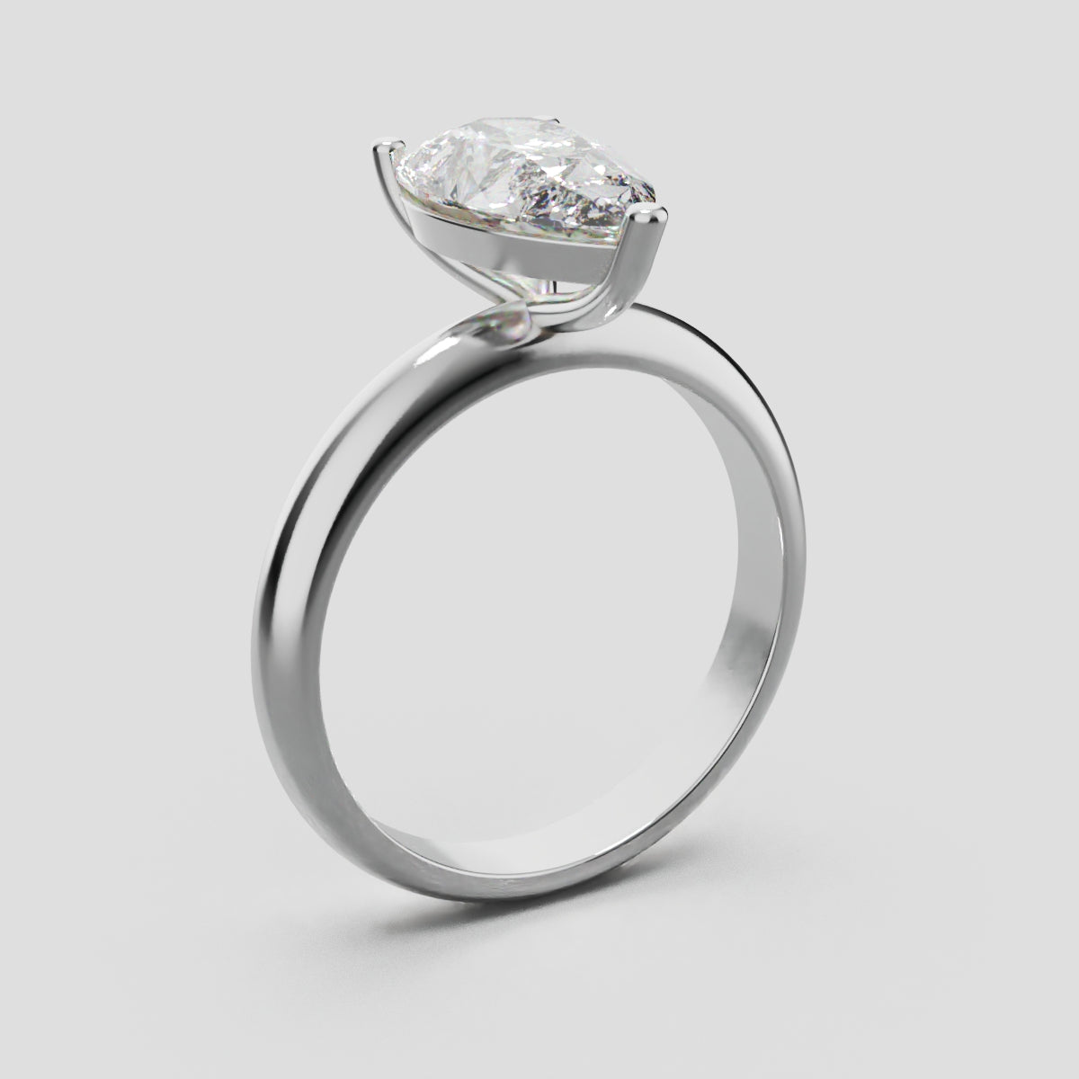 Sobria, 2ct pear lab grown diamond engagement ring, Plain Gallery, 18K white gold - ne