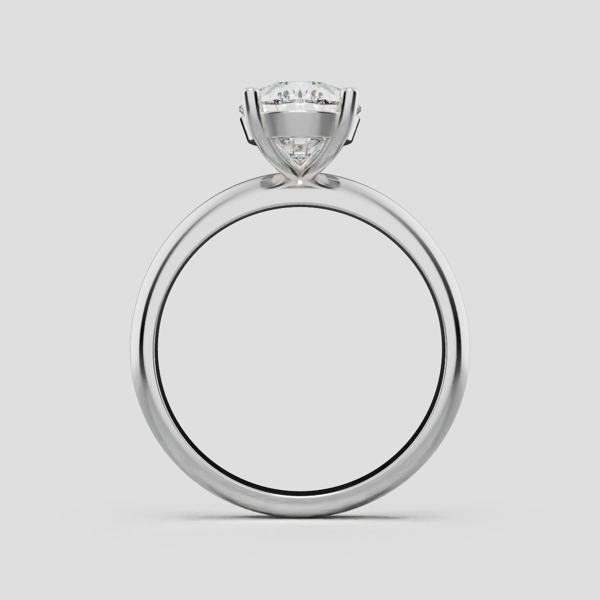 Sobria, 2ct pear lab grown diamond engagement ring, Plain Gallery, 18K white gold - through finger
