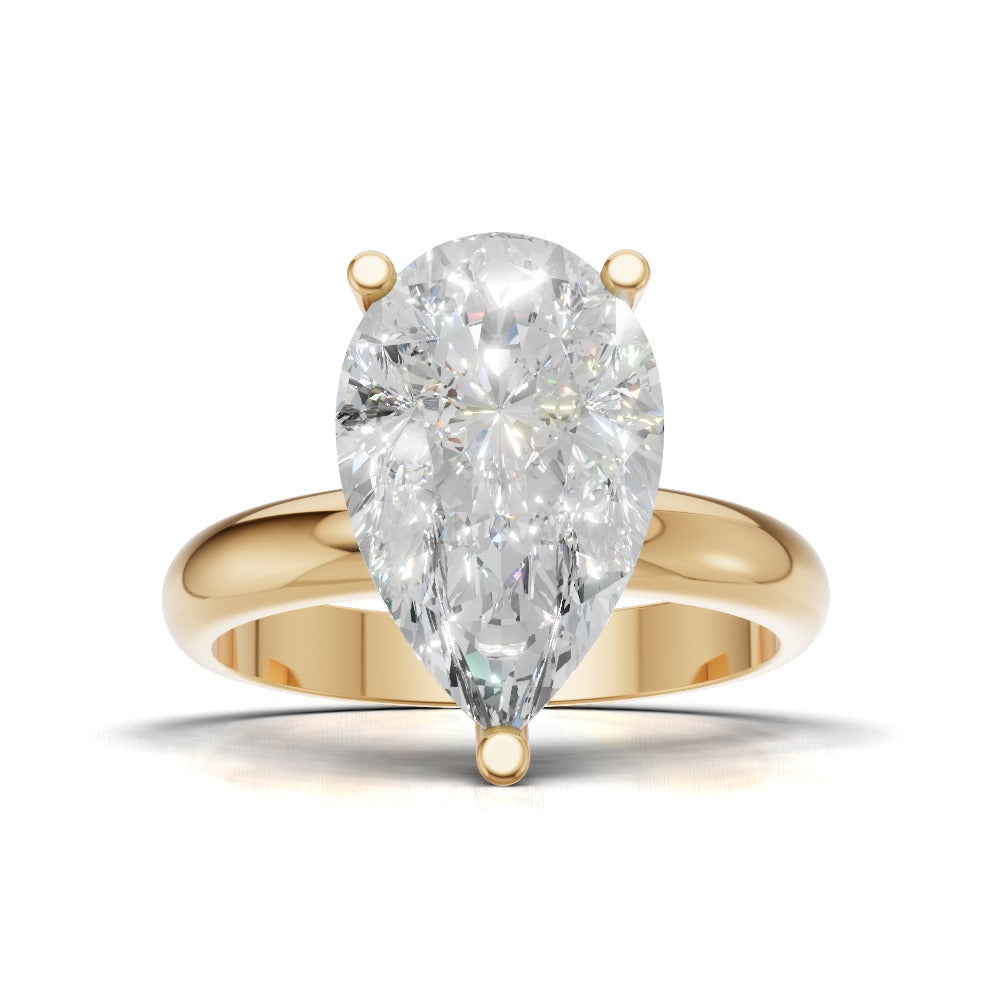 Sobria, 3ct pear lab grown diamond engagement ring, Plain Gallery, 18K yellow gold - view 4