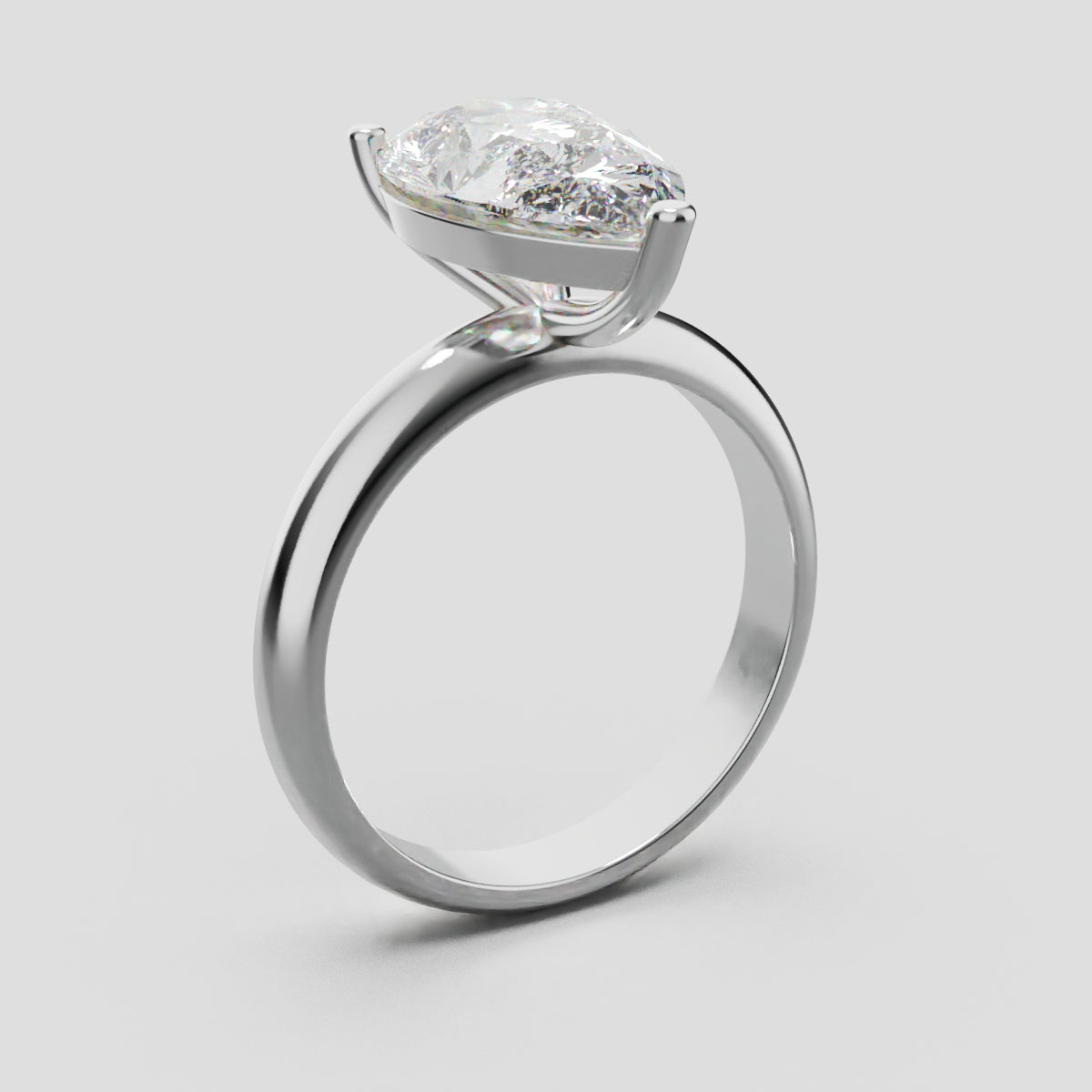 Sobria, 3ct pear lab grown diamond engagement ring, Plain Gallery, 18K white gold - ne