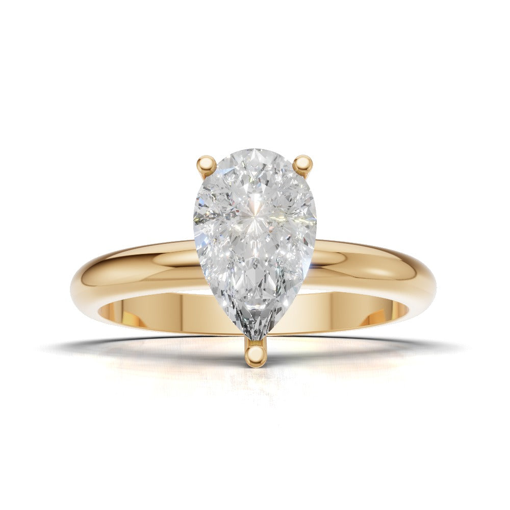 Riparo, 1ct pear lab grown diamond engagement ring, Plain Sides, Hidden Halo, 18K yellow gold - view 4