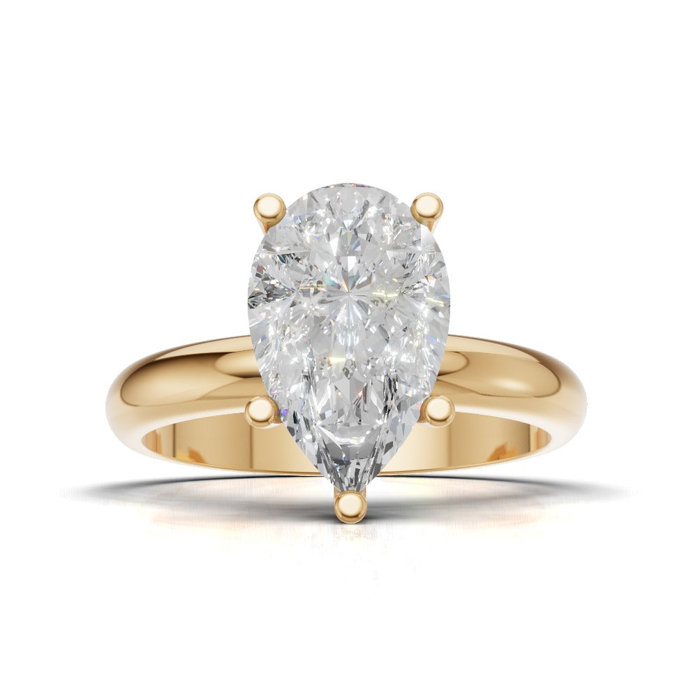 Riparo, 2ct pear lab grown diamond engagement ring, Plain Sides, Hidden Halo, 18K yellow gold - view 4