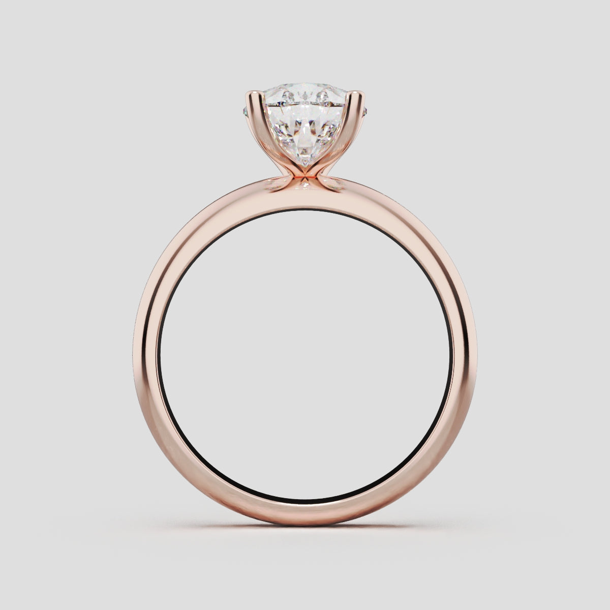 Riparo, 2ct pear lab grown diamond engagement ring, Plain Sides, Hidden Halo, 18K rose gold - through finger