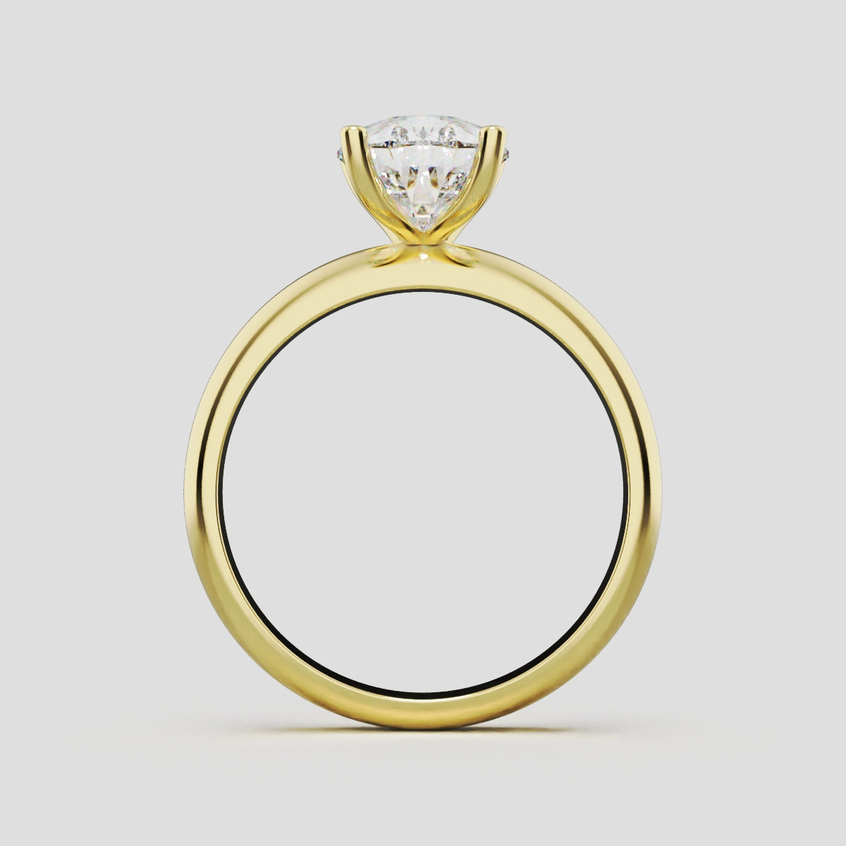 Riparo, 2ct pear lab grown diamond engagement ring, Plain Sides, Hidden Halo, 18K yellow gold - through finger