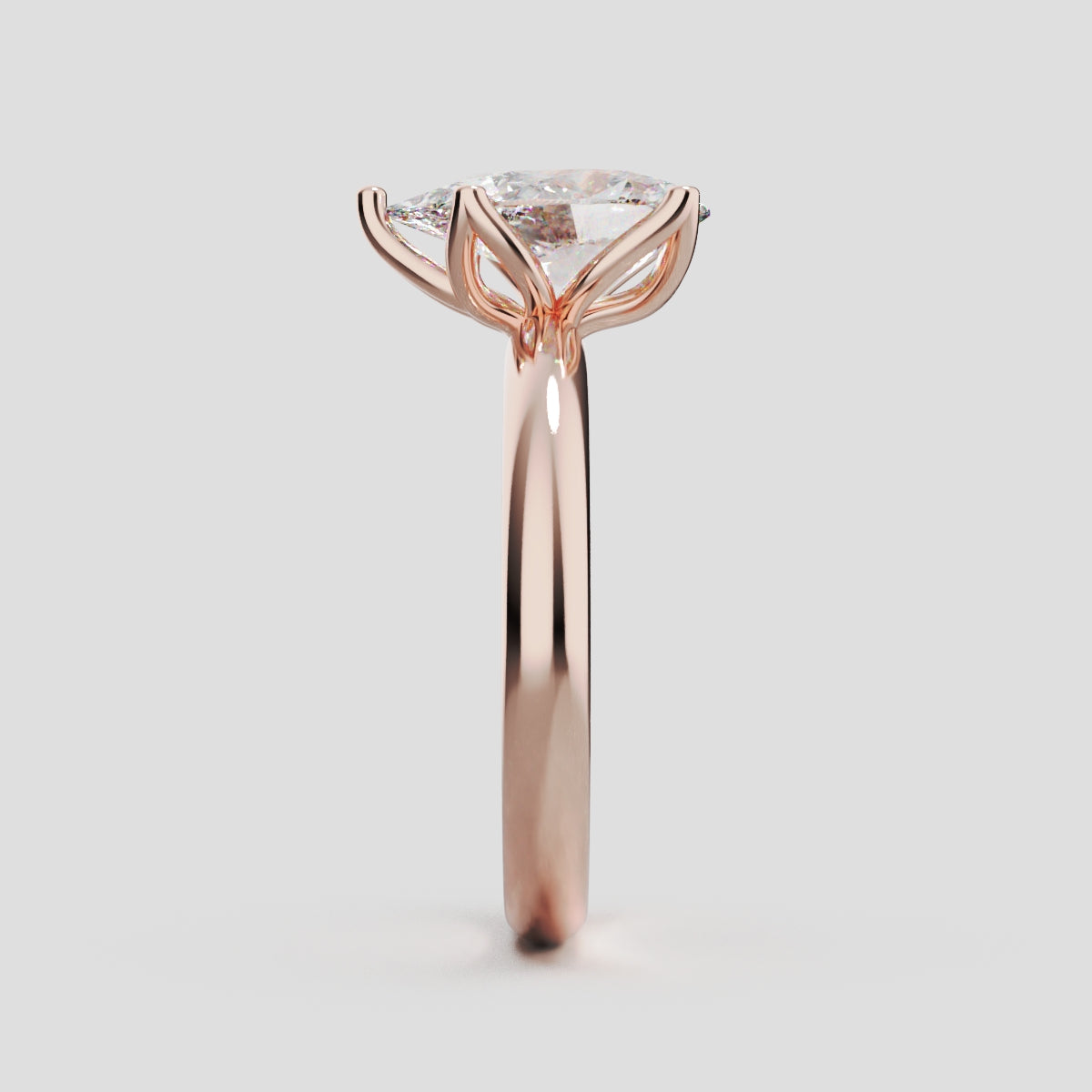 Sboccio, 1.5ct pear lab grown diamond engagement ring, Petal Set, 18K rose gold - side view