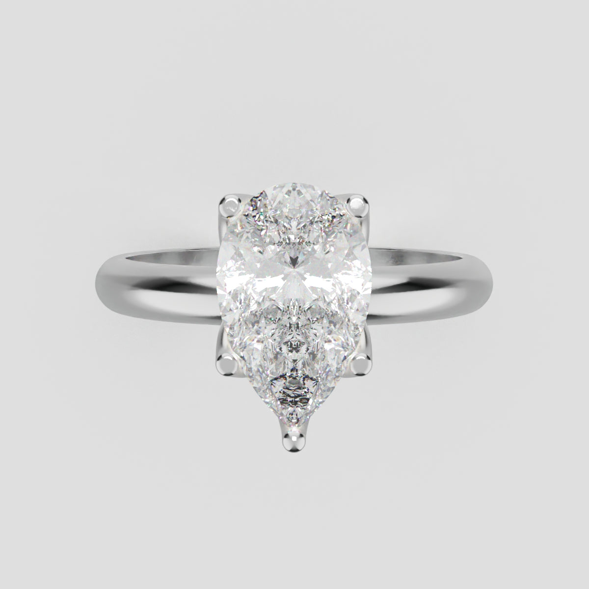 Sboccio, 1.5ct pear lab grown diamond engagement ring, Petal Set, 18K white gold - front view