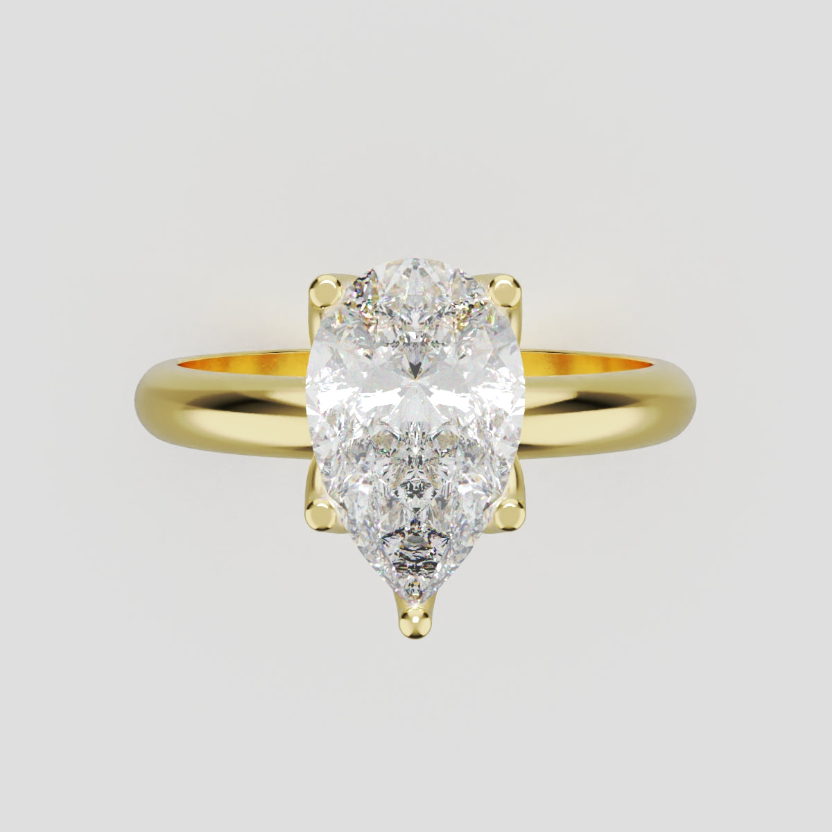 Sboccio, 1.5ct pear lab grown diamond engagement ring, Petal Set, 18K yellow gold - front view