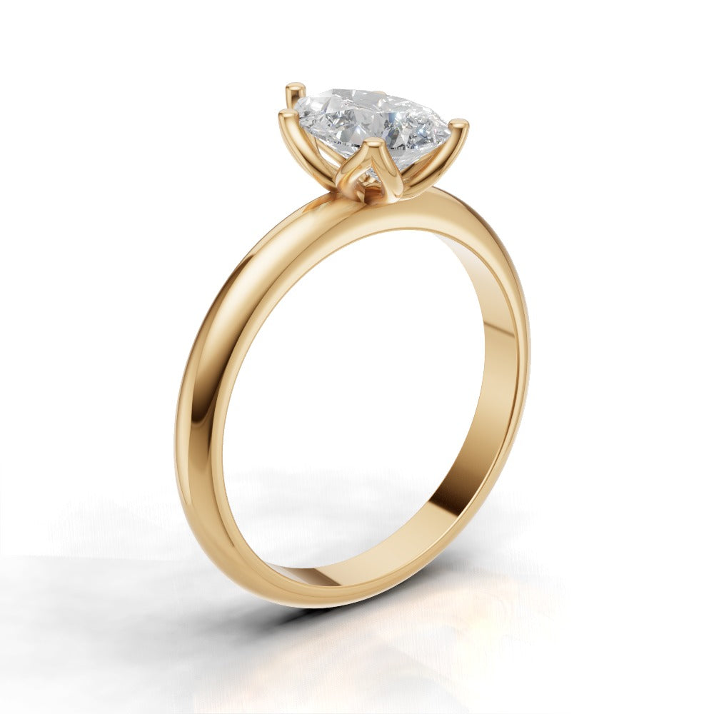 Sboccio, 1ct pear lab grown diamond engagement ring, Petal Set, 18K yellow gold - ne