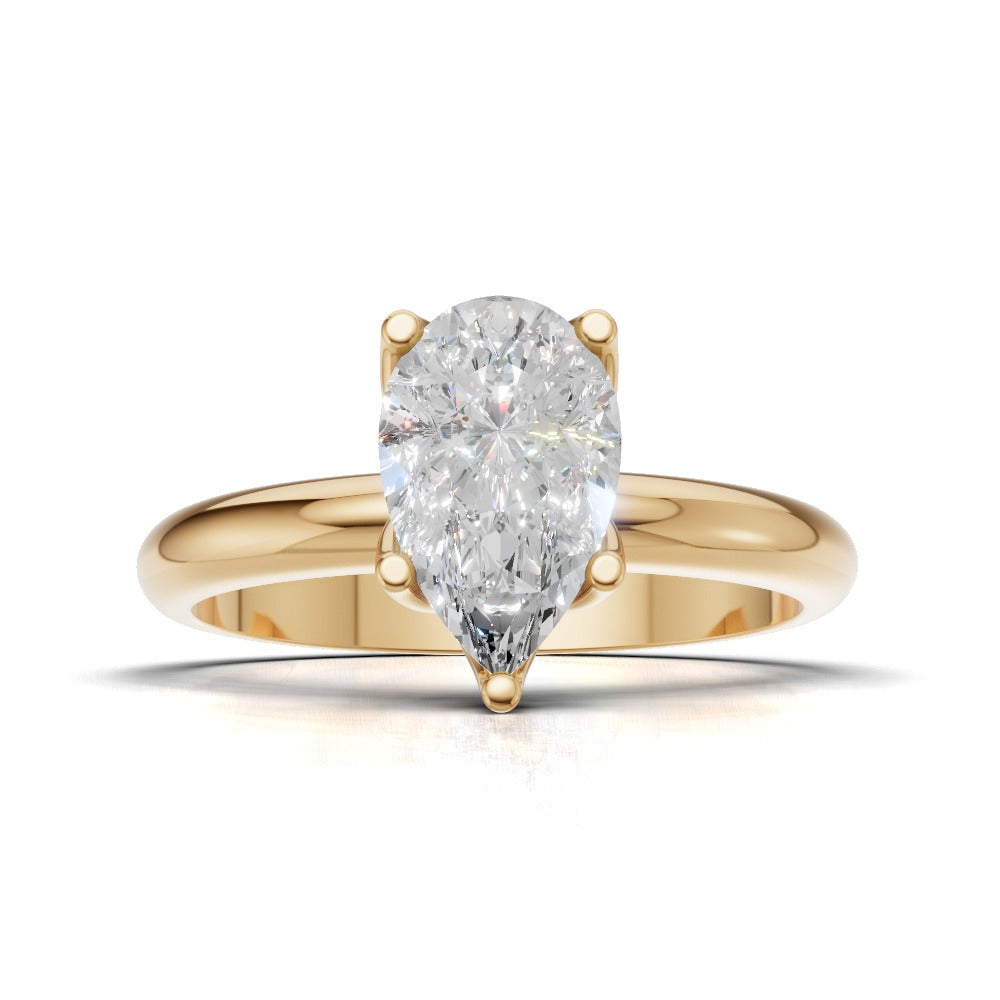 Sboccio, 1ct pear lab grown diamond engagement ring, Petal Set, 18K yellow gold - view 4
