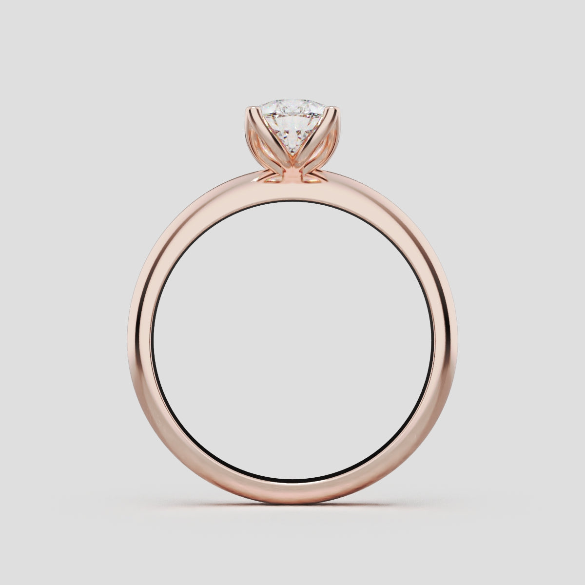 Sboccio, 1ct pear lab grown diamond engagement ring, Petal Set, 18K rose gold - through finger